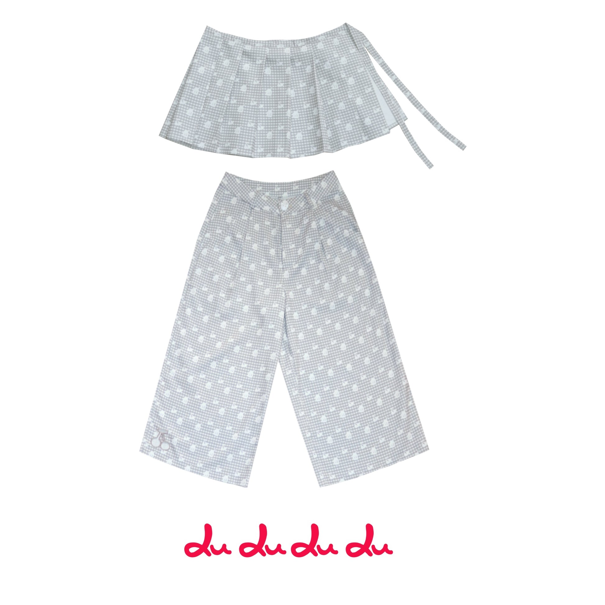 Kawaii Cropped Pants – Plaid Cherry Cutout pants LULULULU