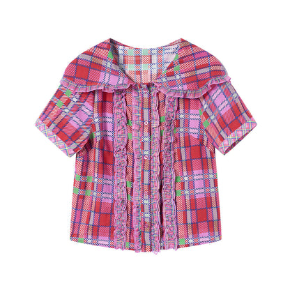 tntntutu - Pink Plaid Bear Hat Skirt Set set tntntutu Top S
