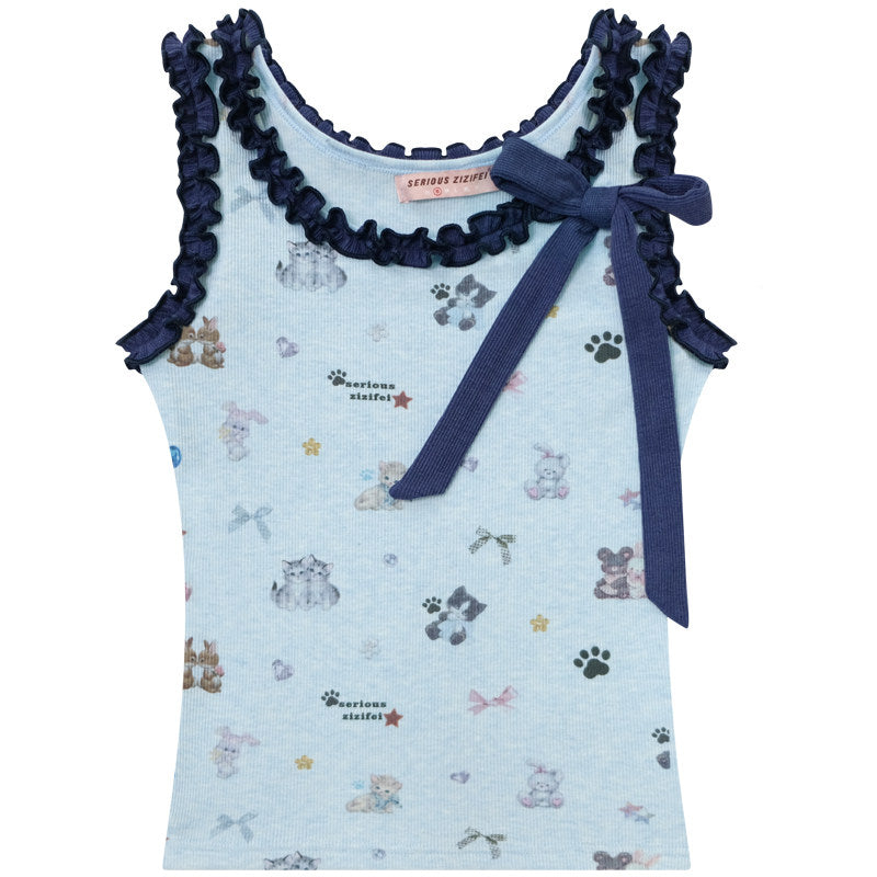ziziFei - Cat Garden Ruffle Cami Top camisole ziziFei S