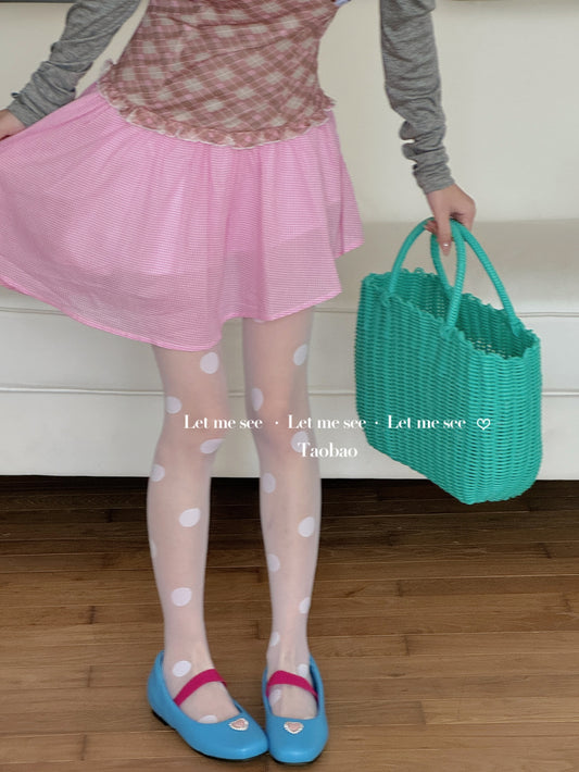 LET ME SEE - Kawaii Polka Dot Ballet Tights tights let me see White with Big-Sized Dots