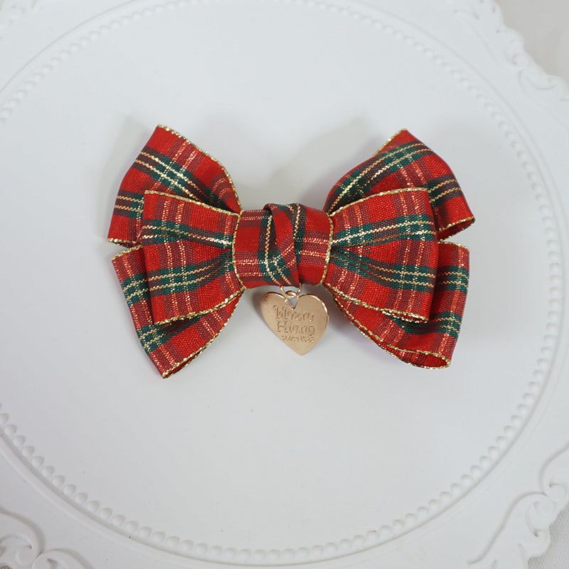 Maojiang Christmas Red Plaid Bow Clip hair clip maojiang 1
