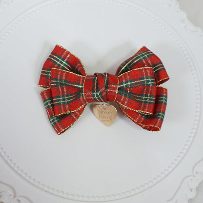 Maojiang Christmas Red Plaid Bow Clip hair clip maojiang 1