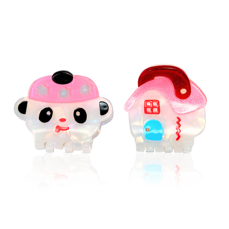 Lutra Jump Panda & House Hair Claw Clip | Kawaii Zircon Accent Grip | Decora Kei Acrylic Hair Clip hair clip Lutra Jump