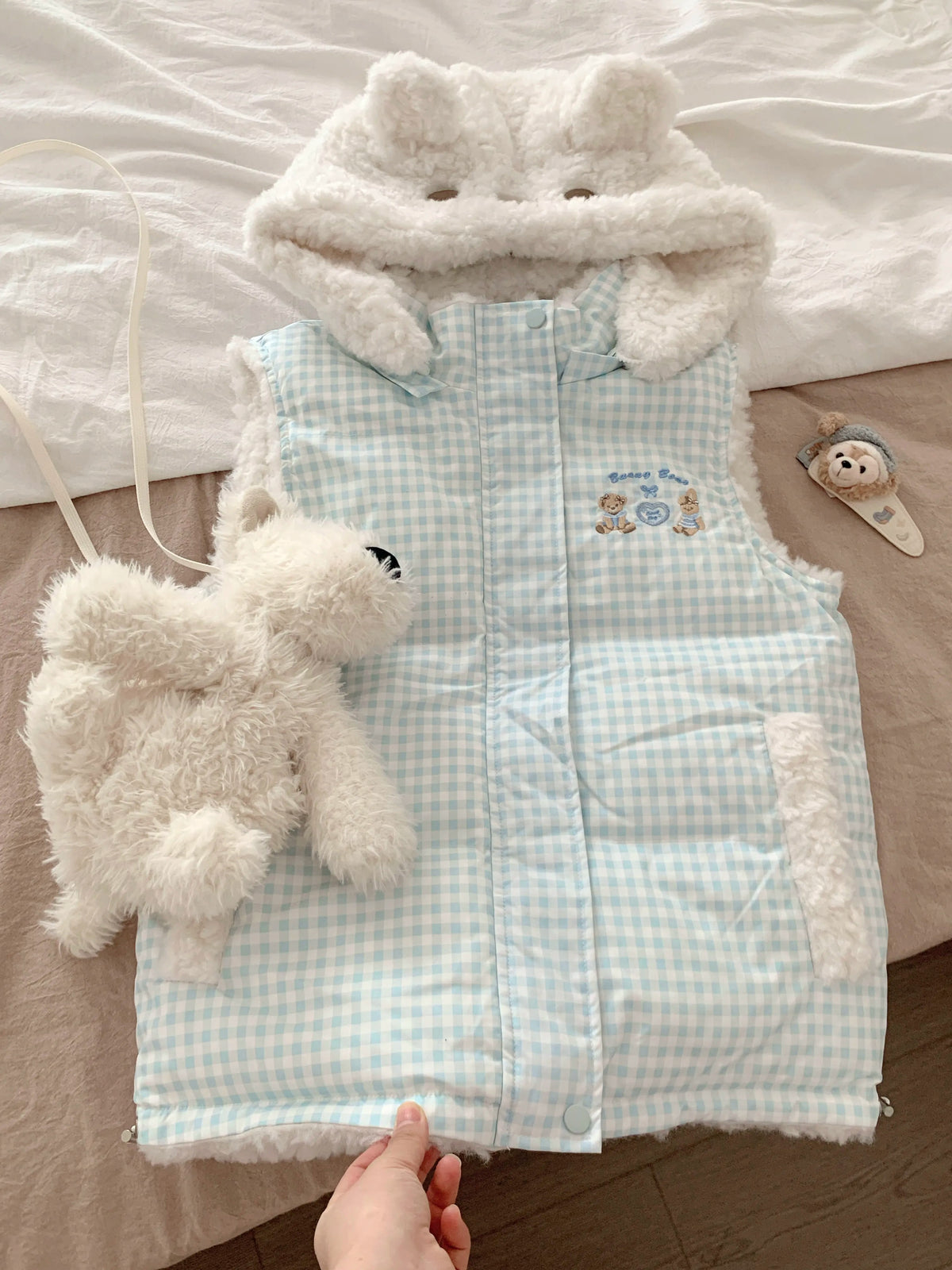 Blurred Bear - Reversible Hooded Padded Vest vest Blurred Bear