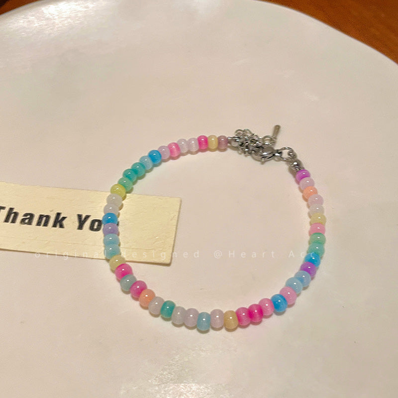 Decora Kei Bracelet – Colorful Beaded Star bracelet Filpped Colorful round bead bracelet - 1pc