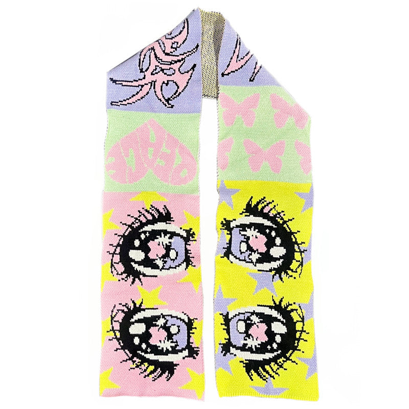 DeadEndKids - Decora Anime Eye Knit Scarf scarf DeadEndKids Light Color