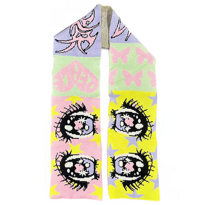 DeadEndKids - Decora Anime Eye Knit Scarf scarf DeadEndKids Light Color