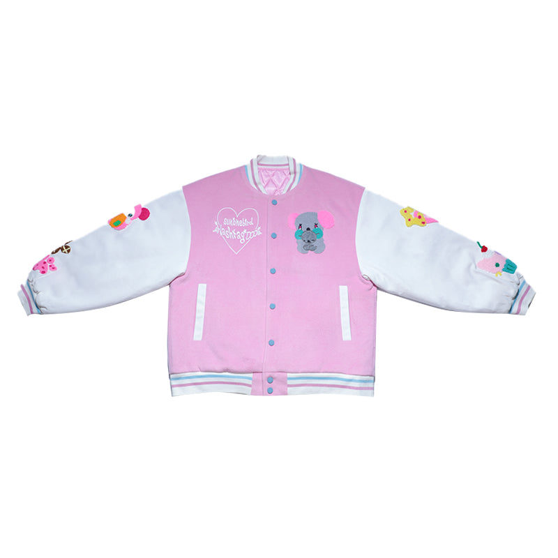 Hashtag DDD - Kawaii Padded Pink Baseball Jacket jacket Hashtag DDD