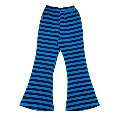 BunnyBunnyGun - Y2K Flare Pants Blue Black Striped Loose Fit pants bunnybunnygun