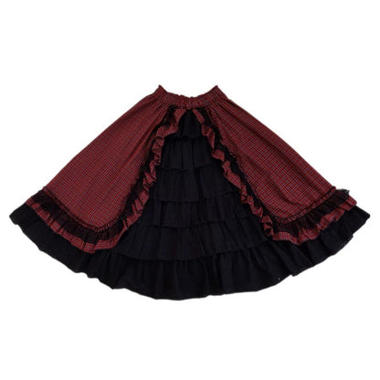 SemenCoicis - Vintage Doll Plaid Lace Tiered Skirt skirt SemenCoicis
