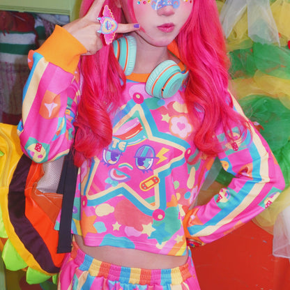Dream Bubble - Neon Rainbow Star Decora Kei Streetwear Set set Dream Bubble Sweatshirt