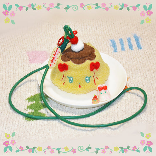 shishihshop Decora Kei Plush Pudding Pouch | Zipper Key Lip Balm Coin Bag bag shishihshop