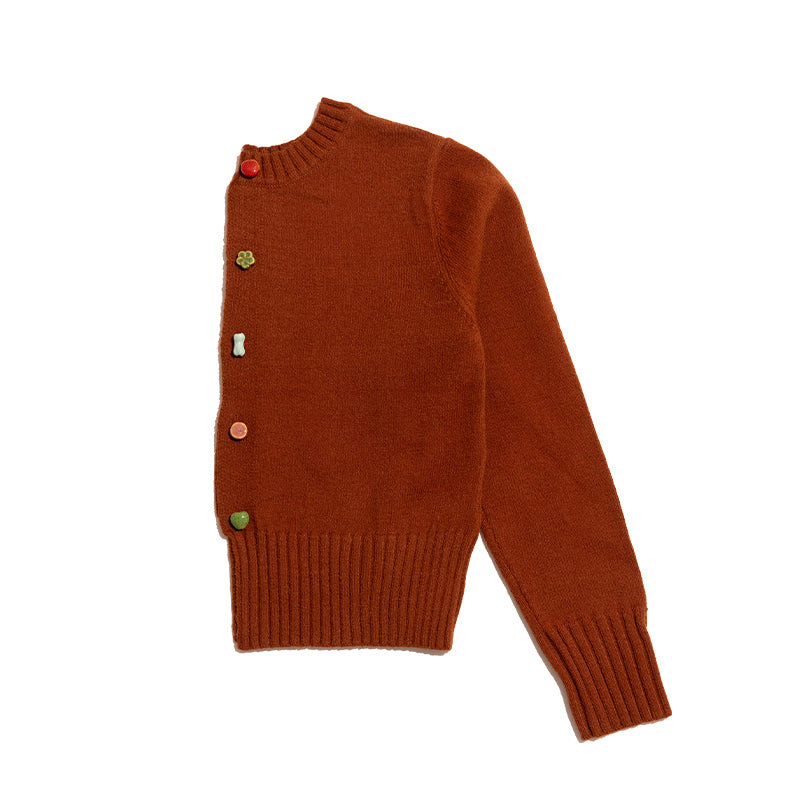 MOF Gift - HalfHalf Patchwork Knit Cardigan Panel cardigan MOF Gift Brown - Half