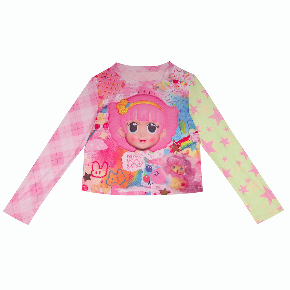 Decora Kei Long Sleeve Top Colorful Cute Polyester - NIHON KIDS