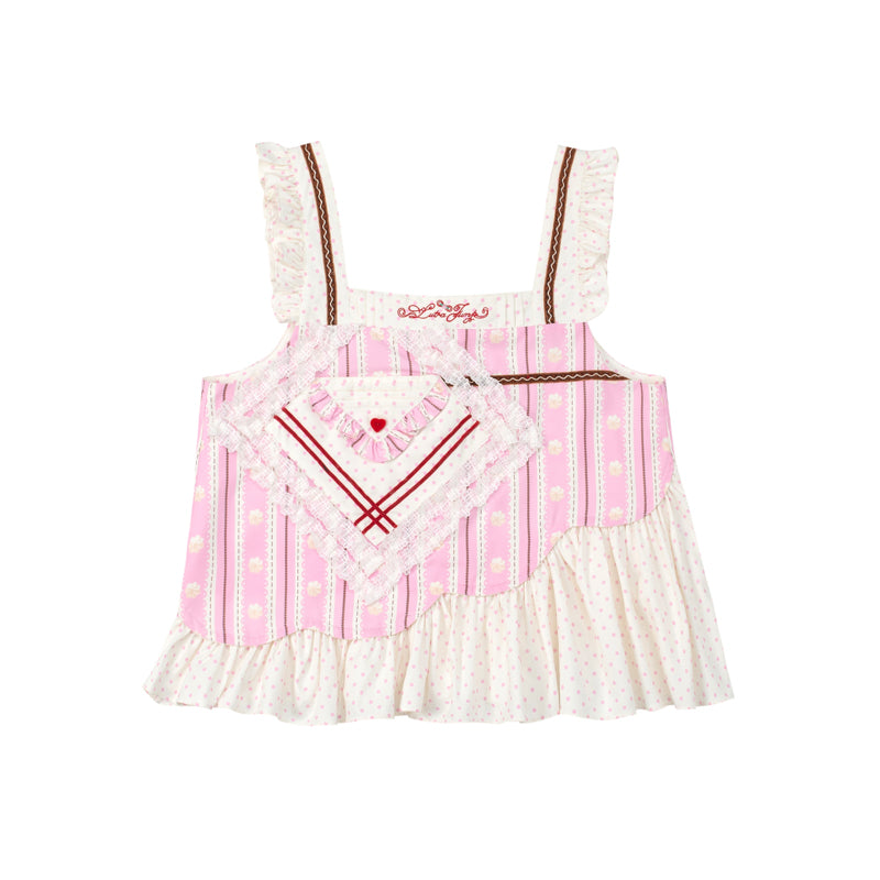 Lutra Jump - Kawaii Pink Polka Dot Stripe Camisole camisole Lutra Jump S