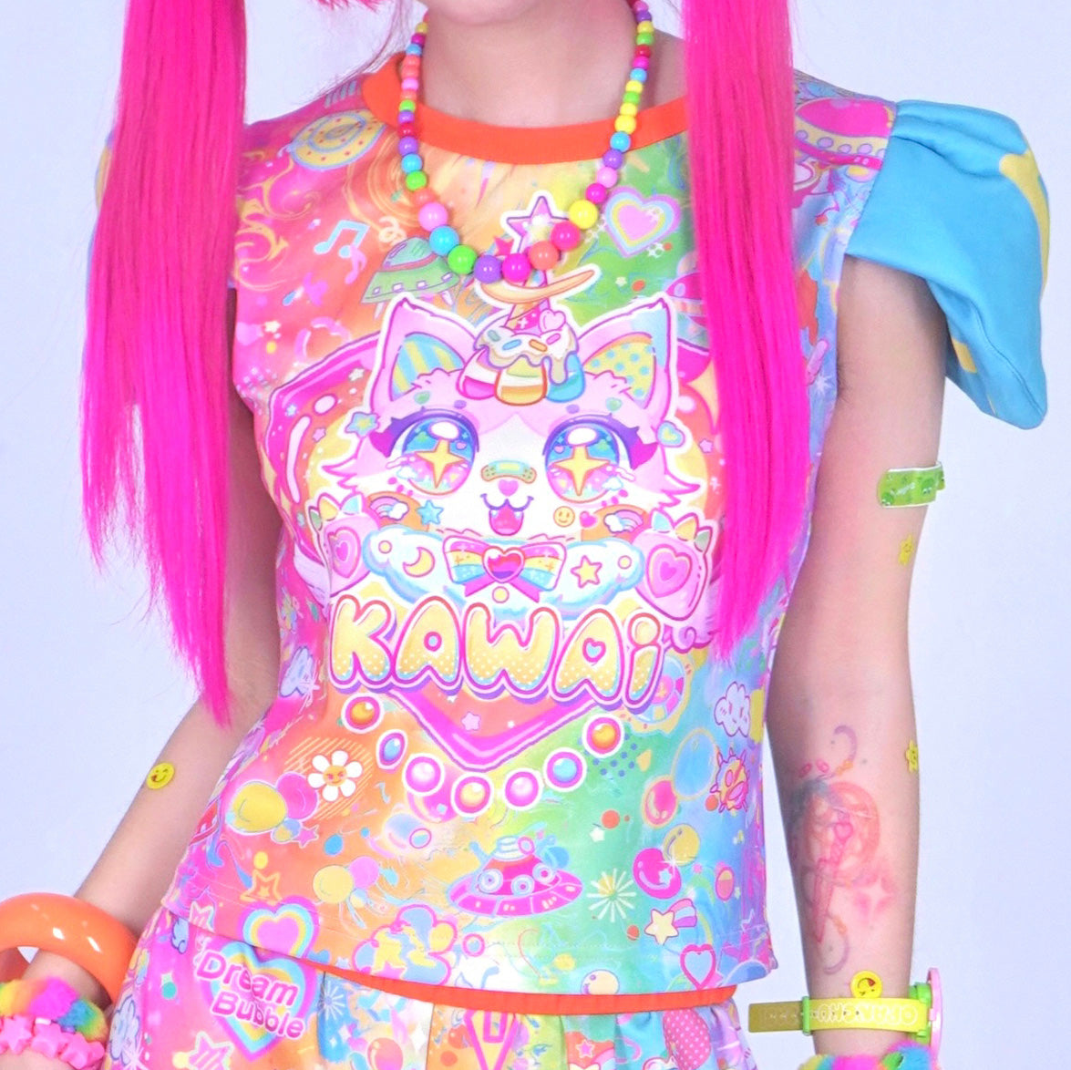 Dream Bubble Decora Set | Harajuku Rainbow Cat Padded Power Set set Dream Bubble Top only