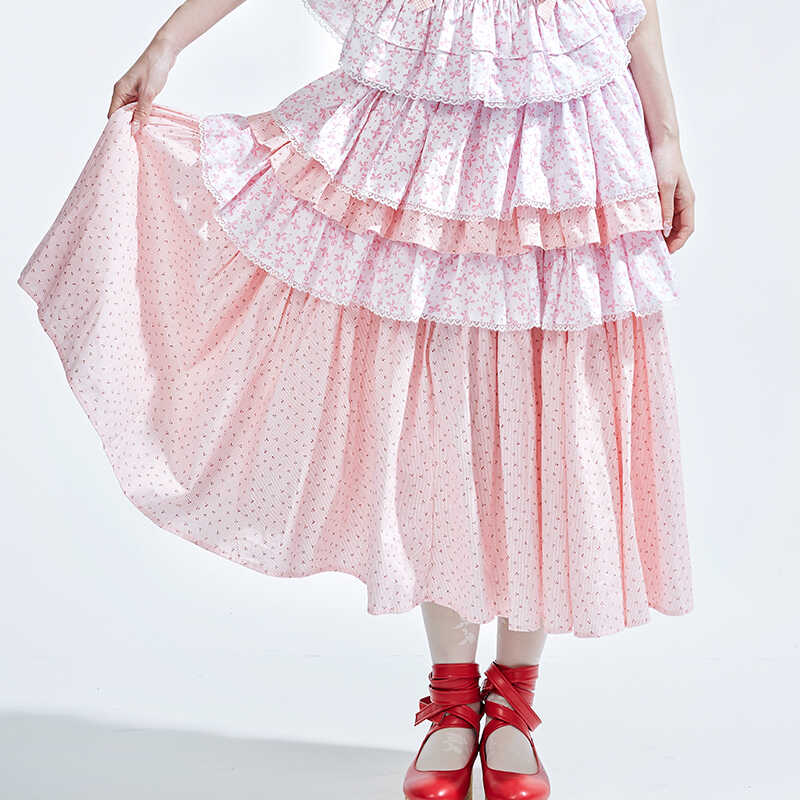 SOS MEME CLUB – Kawaii Pink Long Skirt skirt SOS MEME CLUB