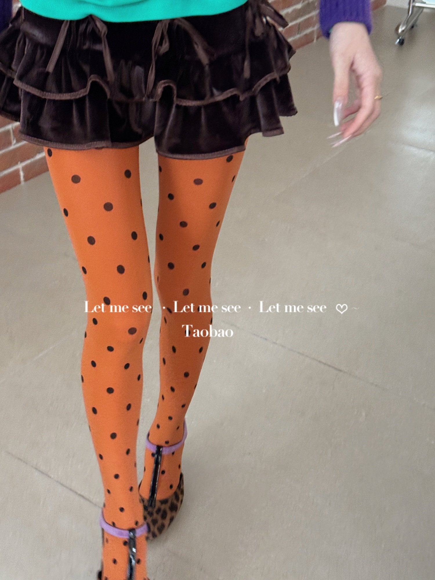 LET ME SEE - Vintage Polka Dot Tights tights let me see Yellow