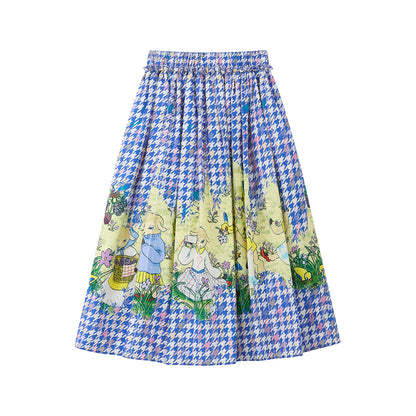 tntntutu - Kawaii Blue Houndstooth Lamb Print Skirt skirt tntntutu M
