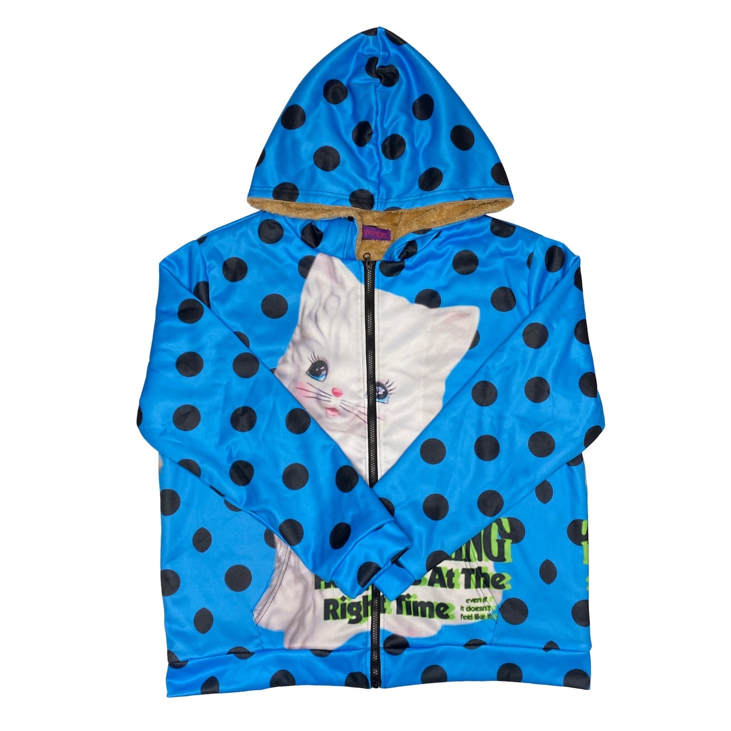 BunnyBunnyGun - Harajuku Polka Dot Oversized Fleece Zip Hoodie hoodie bunnybunnygun M