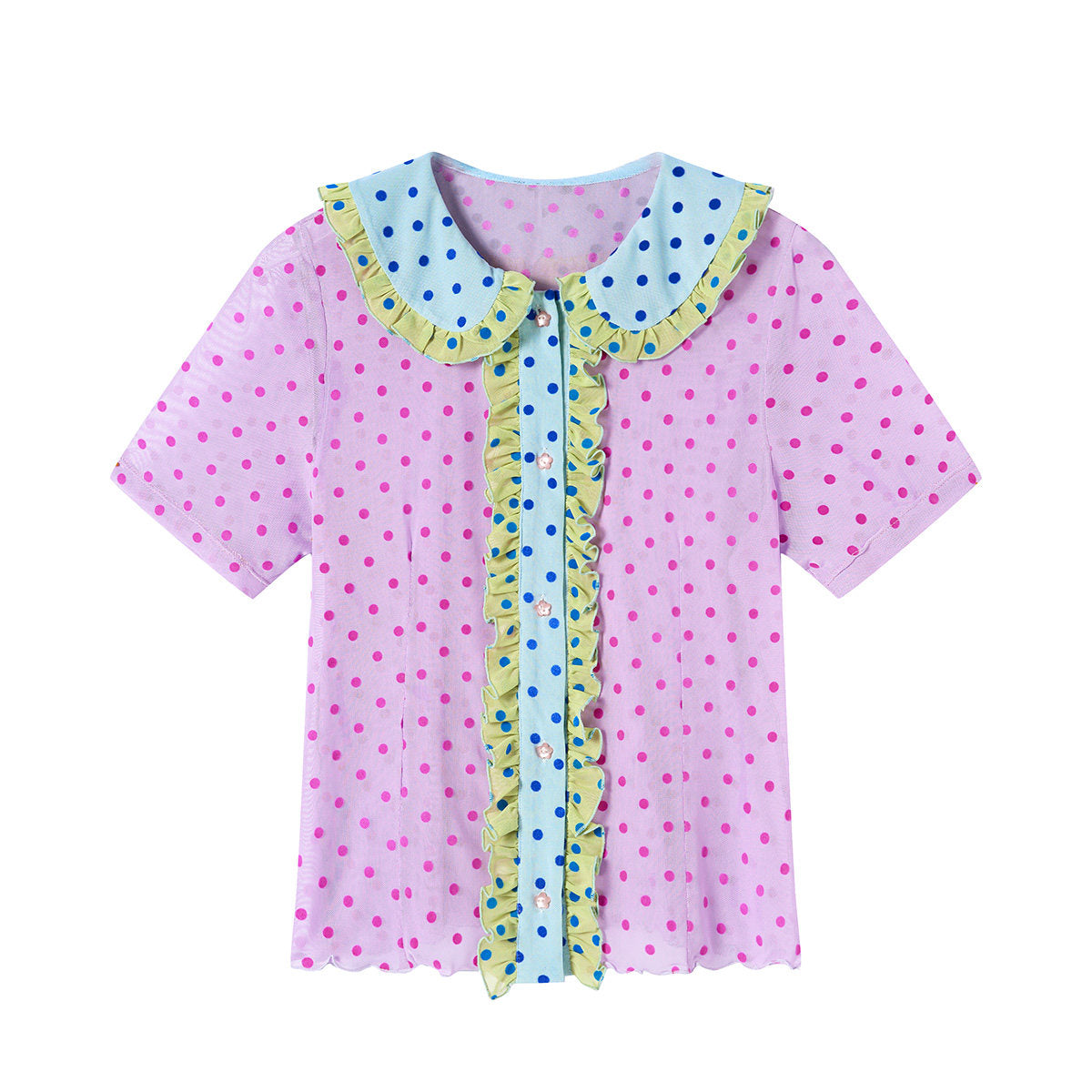 tntntutu - Purple Flocked Dot Blouse blouse tntntutu S