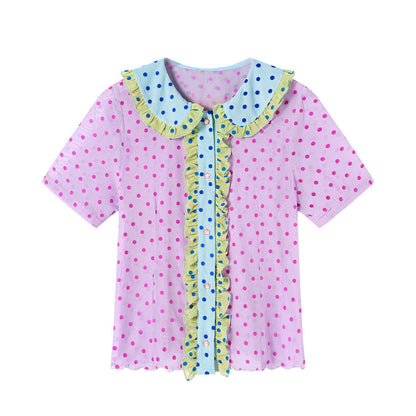 tntntutu - Purple Flocked Dot Blouse blouse tntntutu S