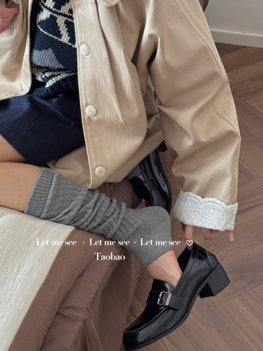 LET ME SEE 复古高级感舒适踩脚袜套 中筒堆堆袜显腿细百搭腿套 sock let me see Light Grey