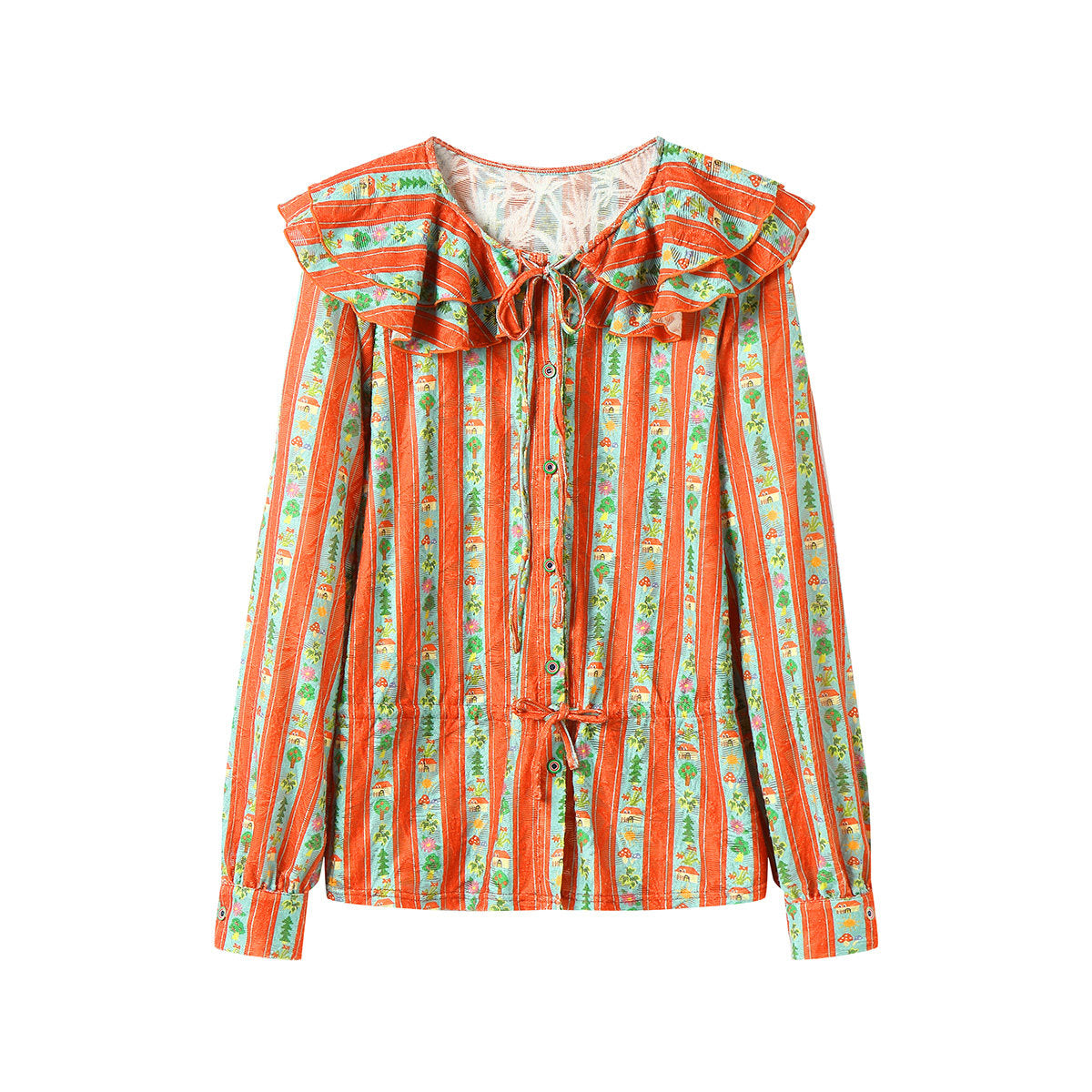tntntutu - Kidcore Red Green Stripe Lace Shirt blouse tntntutu M