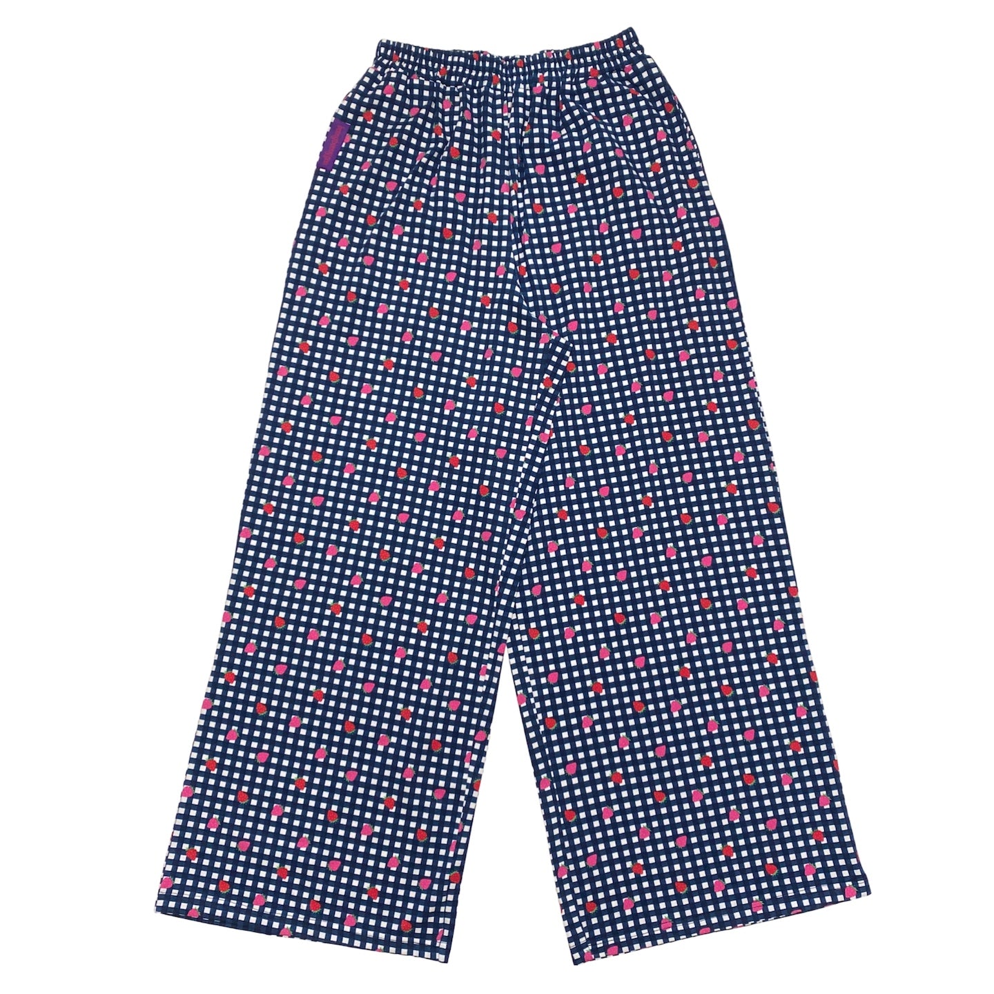 BunnyBunnyGun - Harajuku Wide Leg Pants Strawberry Print Plaid Oversize pants bunnybunnygun
