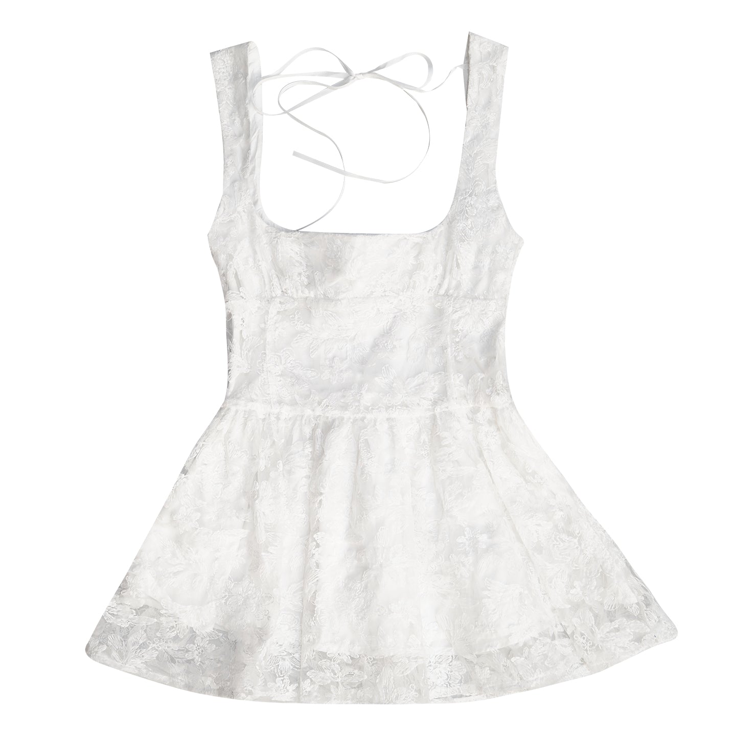 Daytoday Everyday Institute – Cute Doll Jacquard Sleeveless Dress dress daytoday everyday institute White S