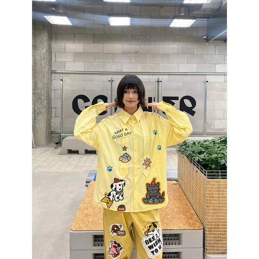 BIBULU - Kidcore Embroidered Stripe Shirt shirt BIBULU Yellow M