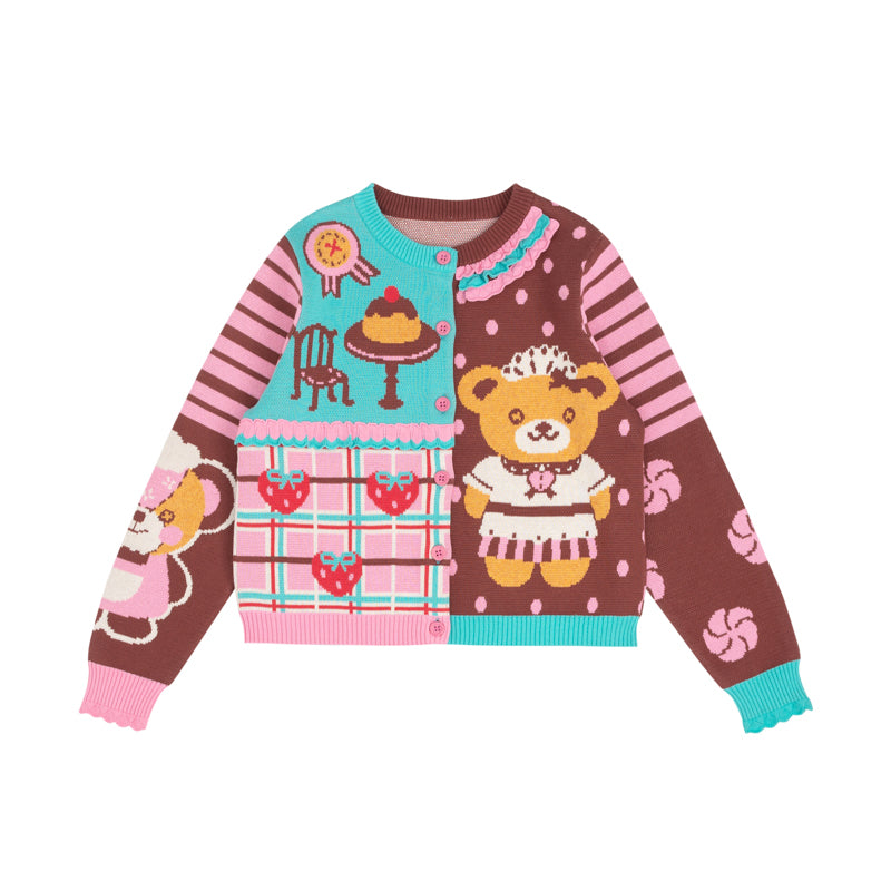Lutra Jump - Kawaii Bear Lace Knit Cardigan Sweater
