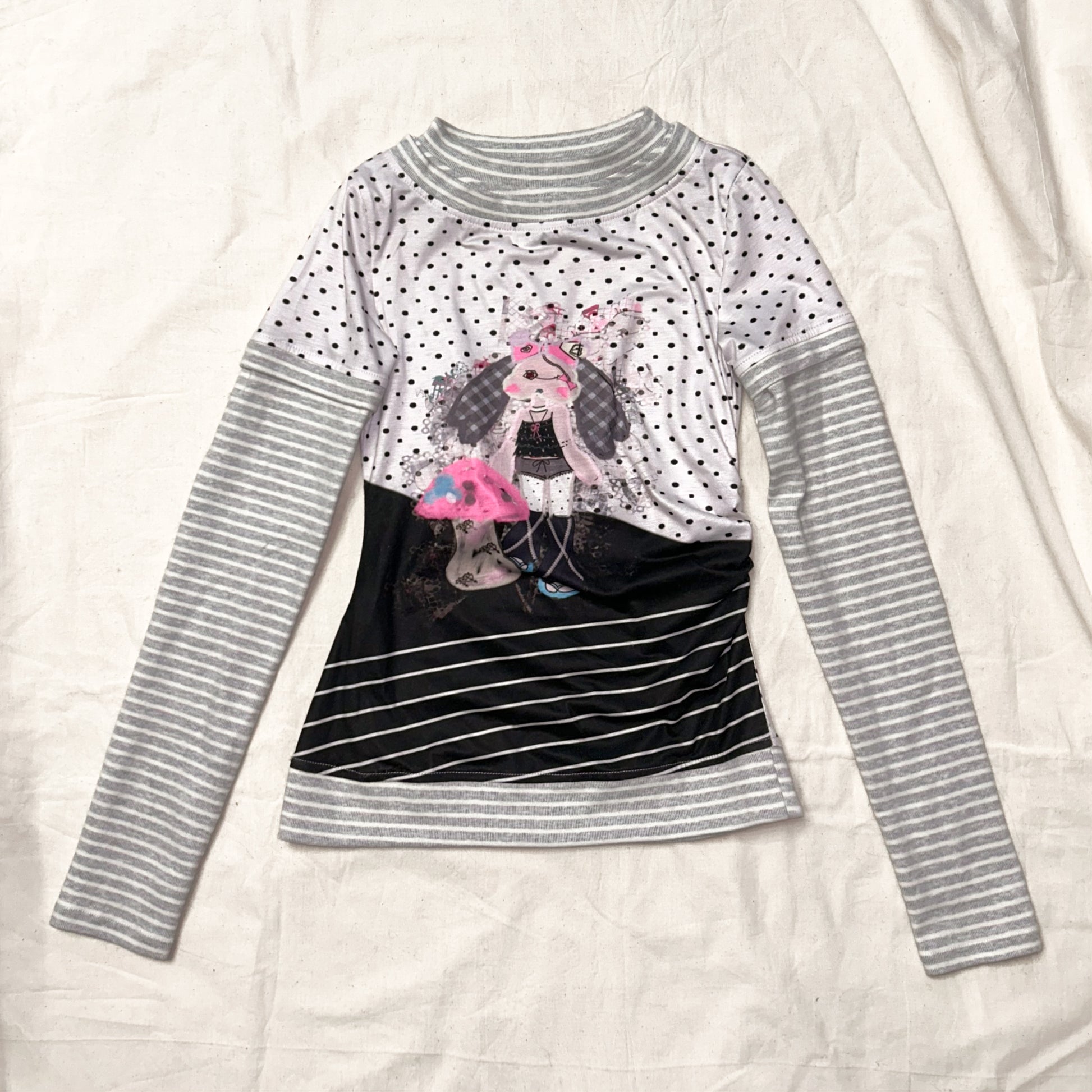 YJM with biubiu Polka Dot Shirt | Slim Fit Top sweatshirt YJM with biubiu