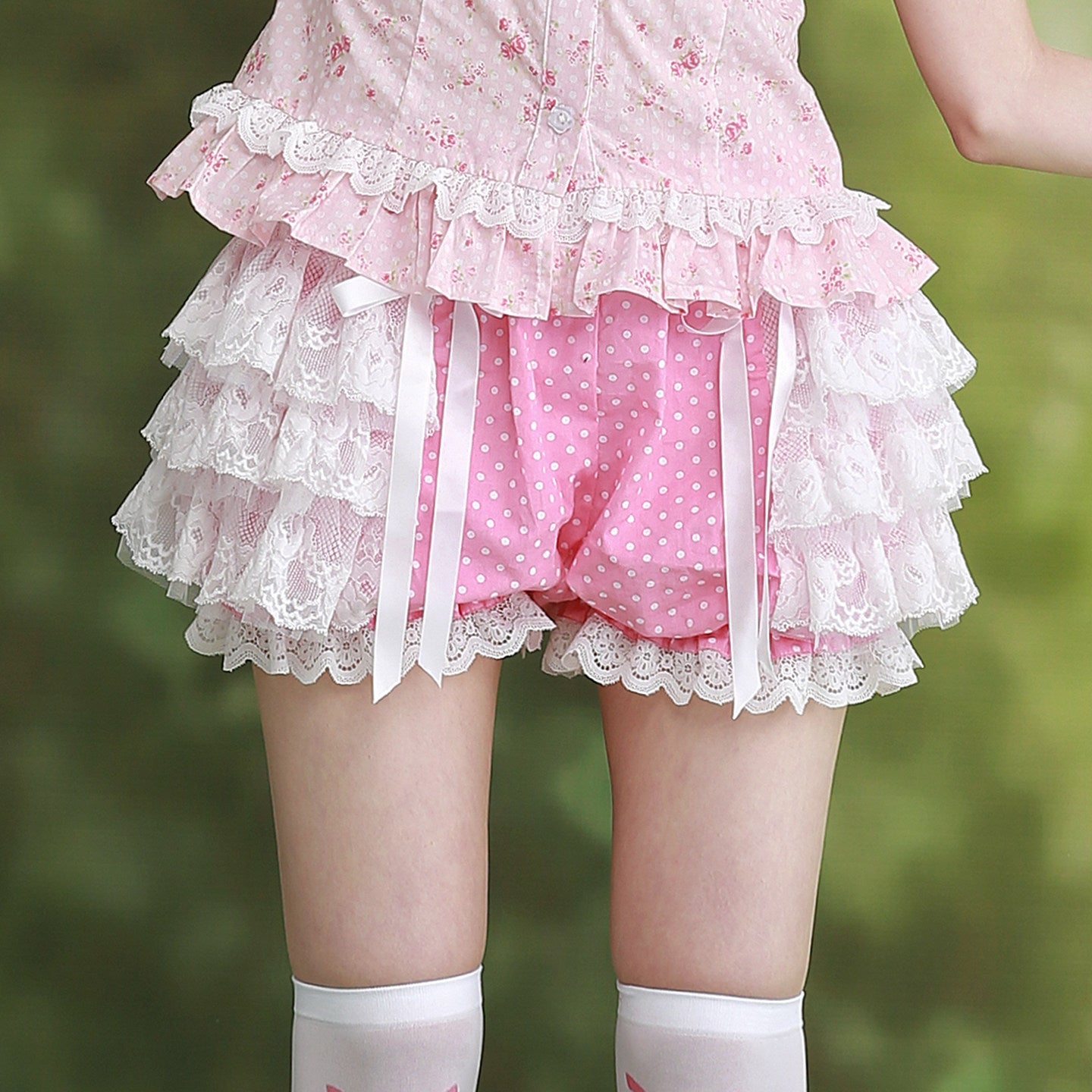 SOS MEME CLUB - Pink Polka Pumpkin Shorts shorts SOS MEME CLUB S