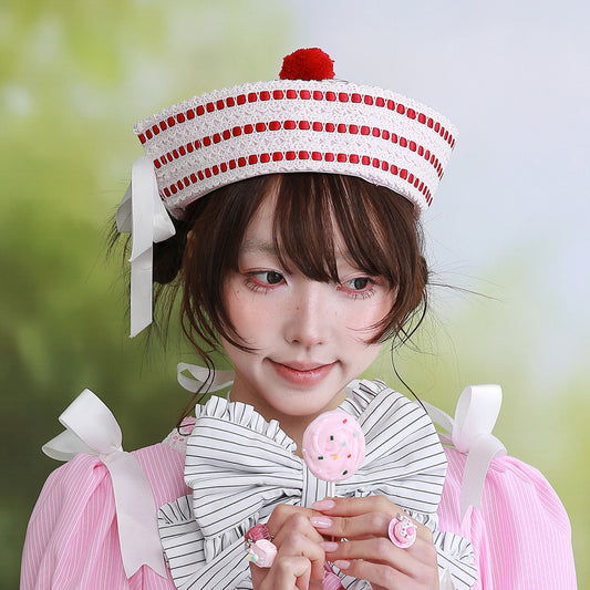 SOS MEME CLUB - Pink Stripe Sailor Hat hat SOS MEME CLUB