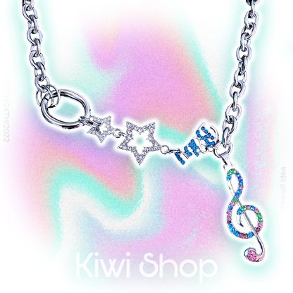 Kiwi Store - Y2K Rhinestone Star Note Necklace necklace kiwi store Note Necklace