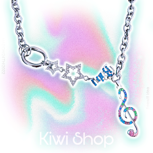 Kiwi Store - Y2K Rhinestone Star Note Necklace necklace kiwi store Note Necklace