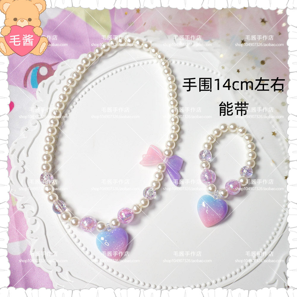 maojiang – Gradient Star Heart Choker Bracelet Set necklace maojiang Blue Purple Heart Pendant Necklace & Bracelet