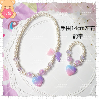 maojiang – Gradient Star Heart Choker Bracelet Set necklace maojiang Blue Purple Heart Pendant Necklace & Bracelet