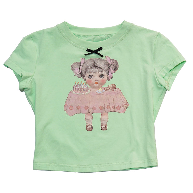 Daytoday Everyday Institute - Girly Kawaii Doll Tee Angel Tears tshirt daytoday everyday institute Green S