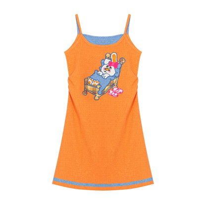 tntntutu Kawaii Orange Bunny Patchwork Tank Dress – Harajuku Y2K Terry Knit Dress dress tntntutu