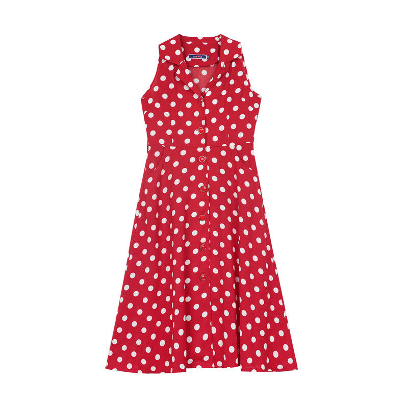 Nanjun Vintage - Red Polka Dot Chiffon Maxi Dress dress Nanjun Vintage