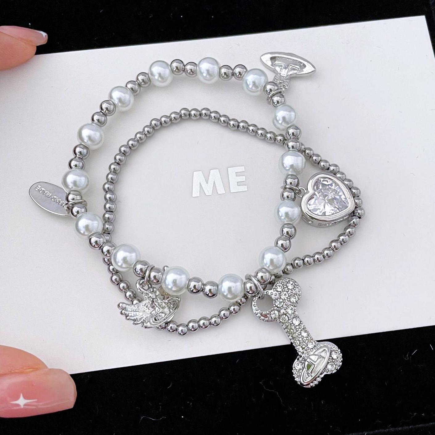 Kiwi Store - Y2K Saturn Bone Bracelet bracelet kiwi store White Bracelet Set
