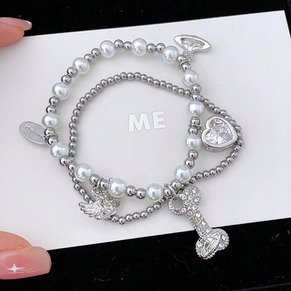 Kiwi Store - Y2K Saturn Bone Bracelet bracelet kiwi store White Bracelet Set