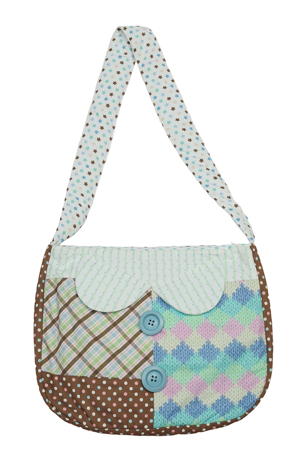 frufru - Kawaii Two-Tone Quilted Shoulder Bag bag frufru Blue