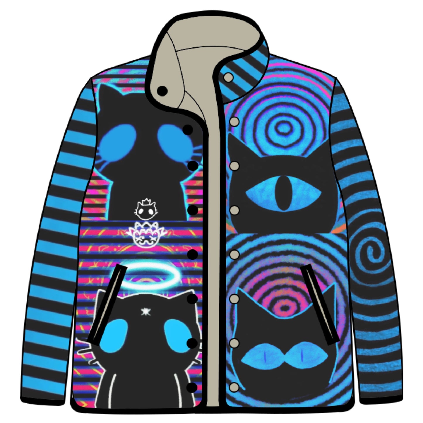 LEERROO - Y2K Subculture Striped Blue Puffer Jacket jacket Leerroo S