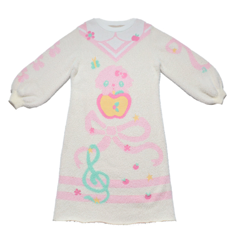 Hashtag DDD - Kawaii Beige Faux Fur Knit Dress dress Hashtag DDD