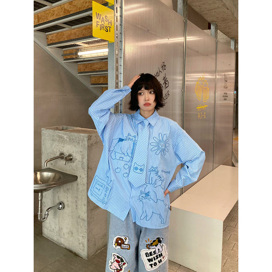 BIBULU - Kidcore Cartoon Stripe Shirt shirt BIBULU