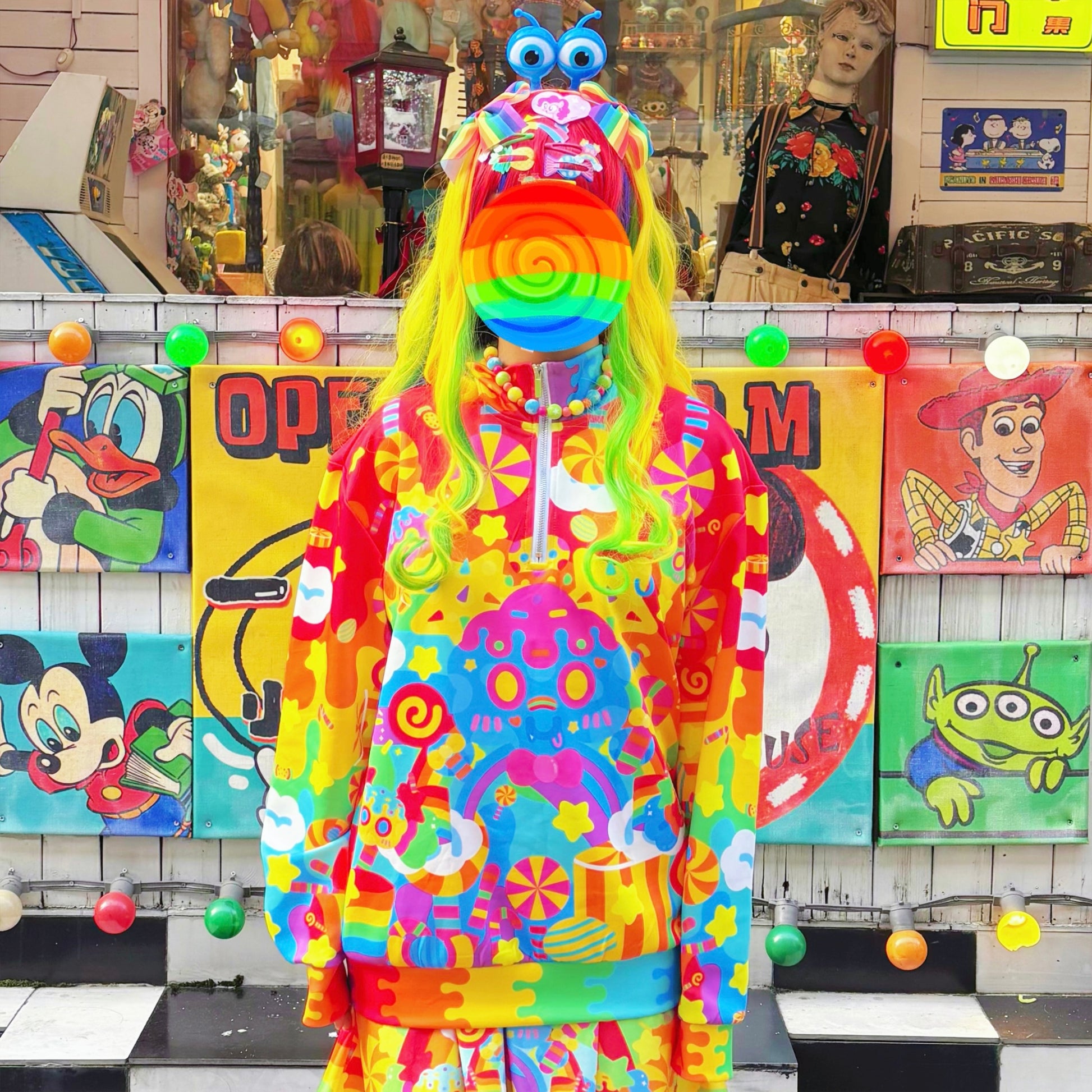 Rainbow Universe RUX - Decora Rainbow Zip Sweatshirt Skirt Set set Rainbow Universe RUX Top Only S