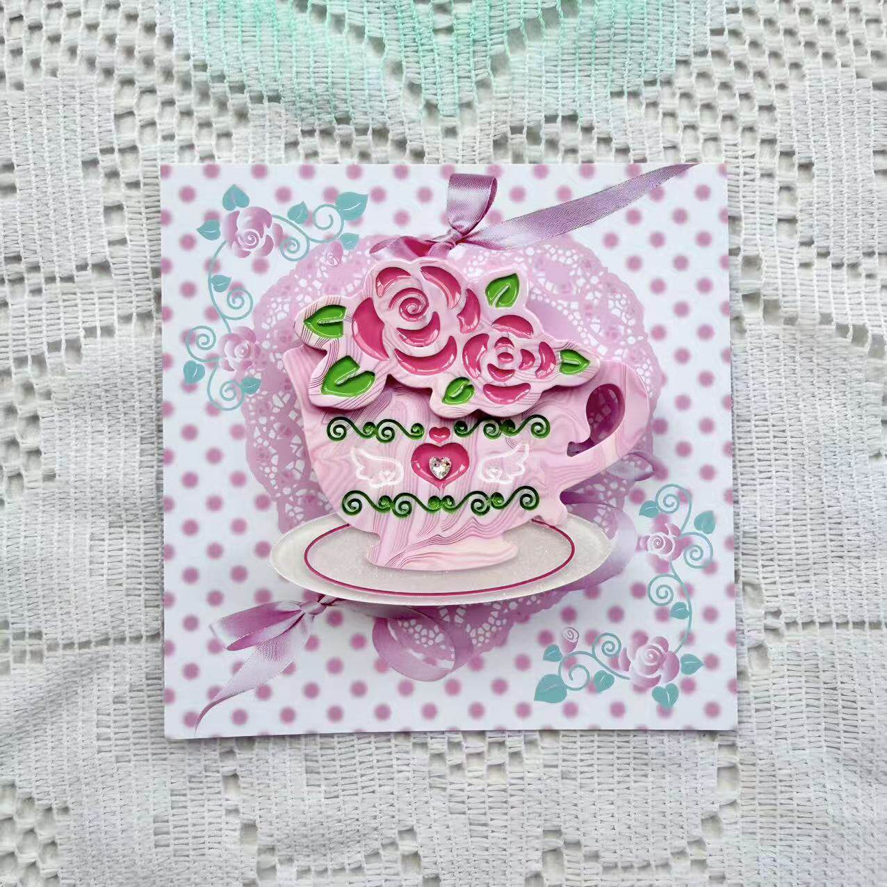 frufru - Pink Rose Coffee Hair Clip hair clip frufru Pink